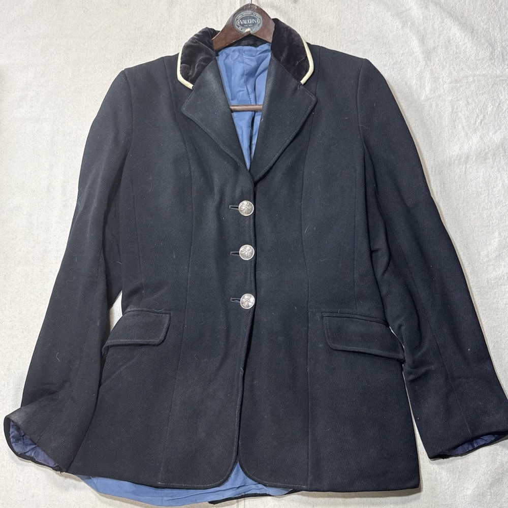 Vintage CALDENE England Riding Blazer Jacket Black Equestrian Country Coat Sz 10